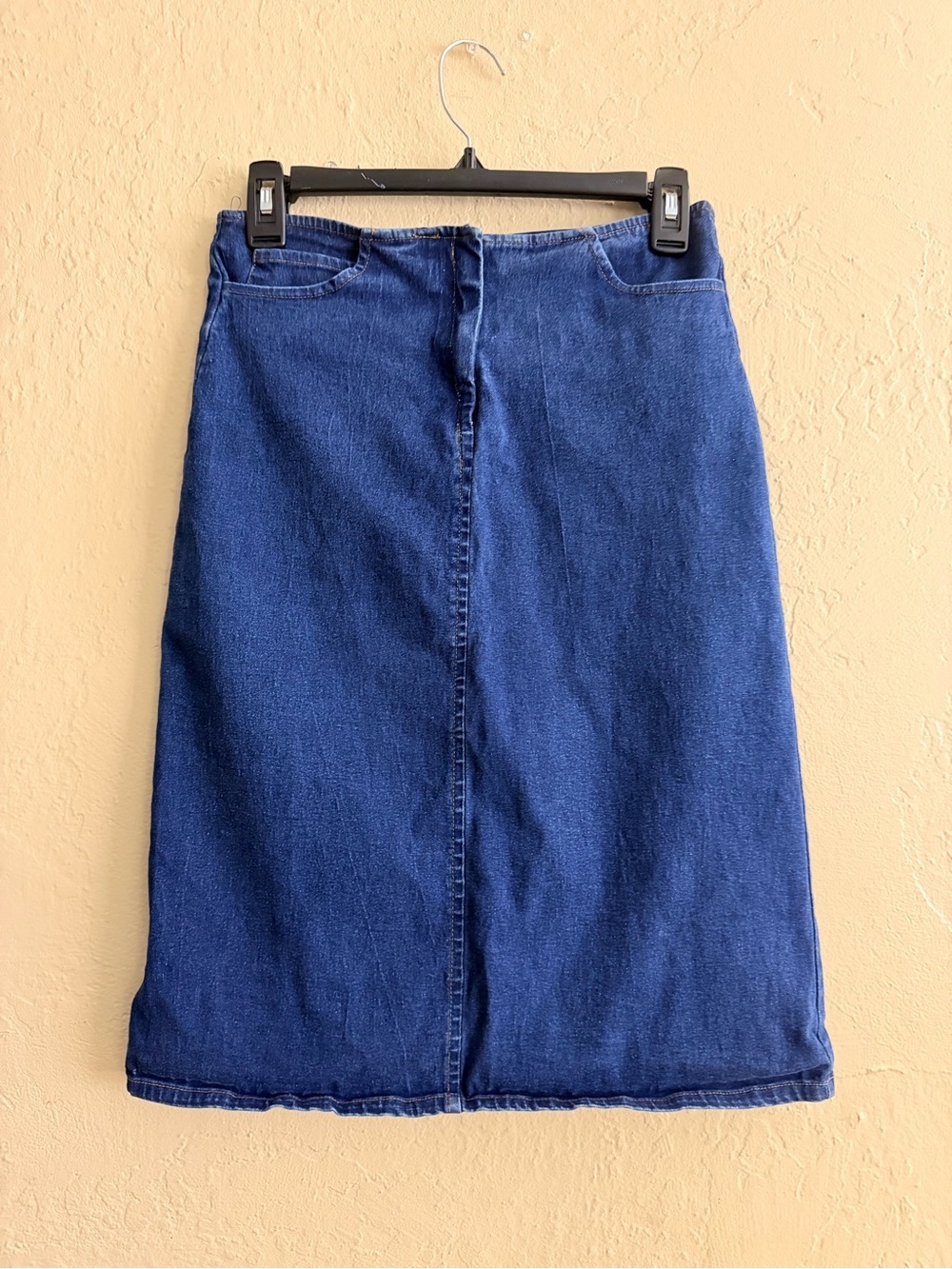 To the Max Deep Blue Denim Midi Skirt
